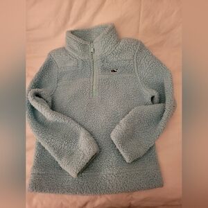 Girls Vineyard Vines Blue Sherpa  Quarter-Zip